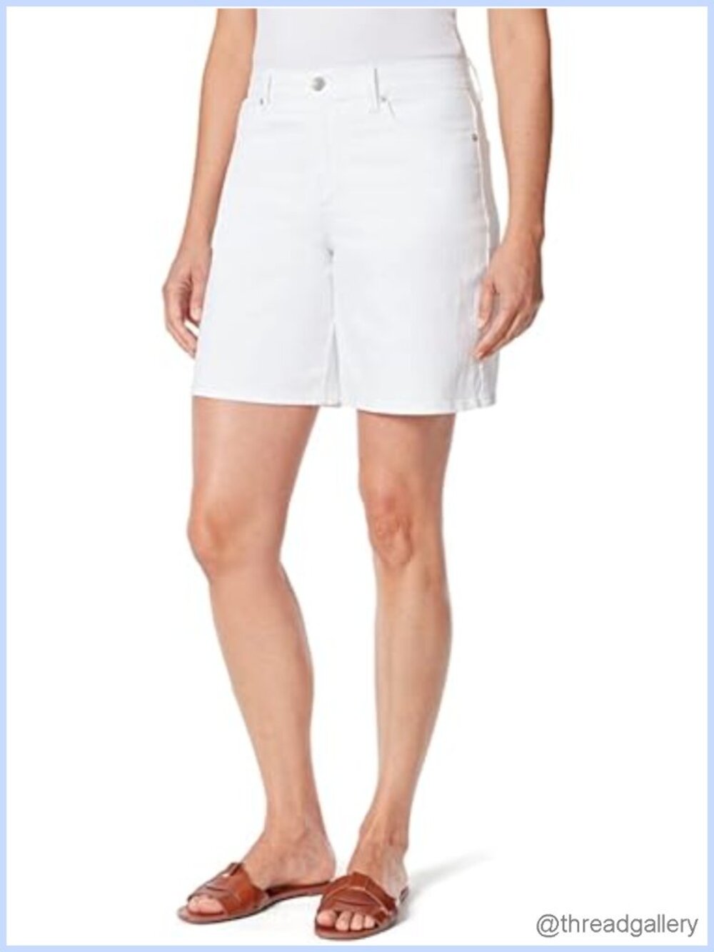 Relaxed Fit 3/4 Thigh 8" Short High Rise 5-Pocket Cotton Blend